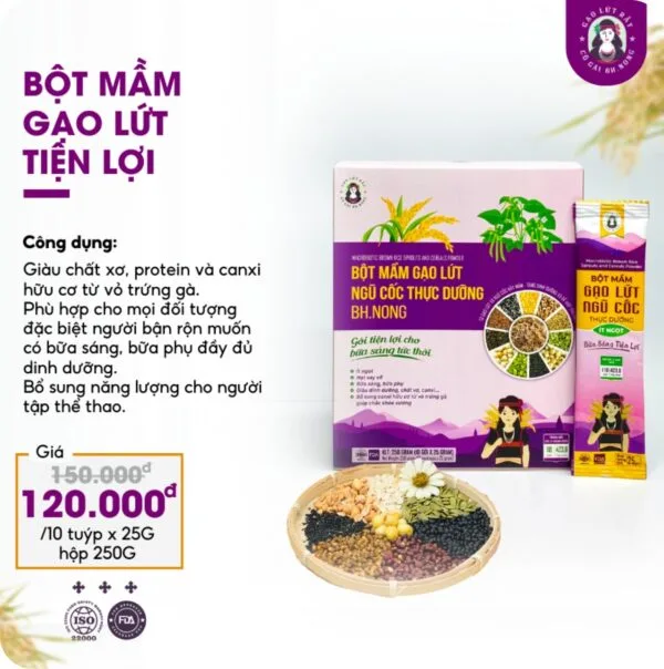 Bột Mầm Gạo Lứt Ngũ Cốc BH.Nong - Bữa Sáng Tiện Lợi