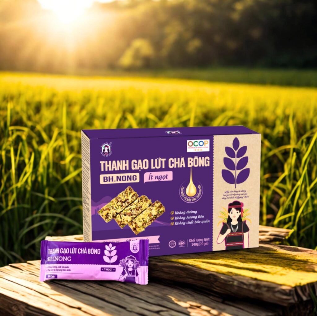 Hộp Thanh Gạo Lứt Chà Bông BH.NONG 240g, gồm 20 gói bánh tiện lợi